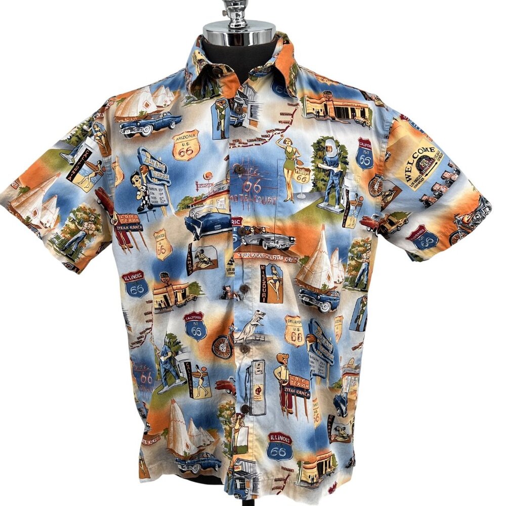 High‎ Seas Trading Co Camp Shirt Mens Size M Americana Hawaiian Retro Beachy 50s